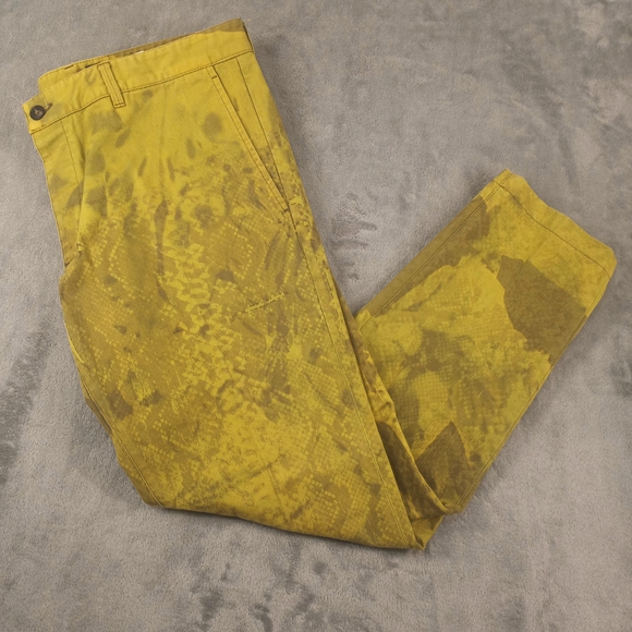 Just Cavalli men's jeans Size 36 Yellow Lemon brown spash Distressed print